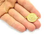 2 Patterned Connector Charms 24k Shiny Gold Charm (30x20mm)  G12216