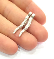 10 Silver Charms Antique Silver Plated Metal (30x5mm) G12218