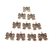 10 Ribbon Fiyonk Charm Antique Copper Charm Antique Copper Plated Metal (15x14mm) G12220