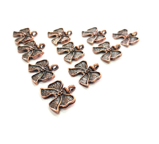 10 Ribbon Fiyonk Charm Antique Copper Charm Antique Copper Plated Metal (15x14mm) G12220