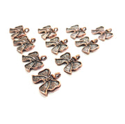 10 Ribbon Fiyonk Charm Antique Copper Charm Antique Copper Plated Metal (15x14mm) G12220