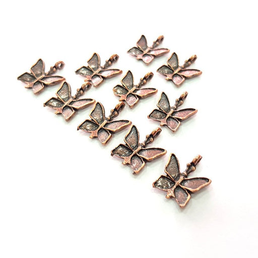 10 Butterfly Charm Antique Copper Charm Antique Copper Plated Metal (17x14mm) G12221