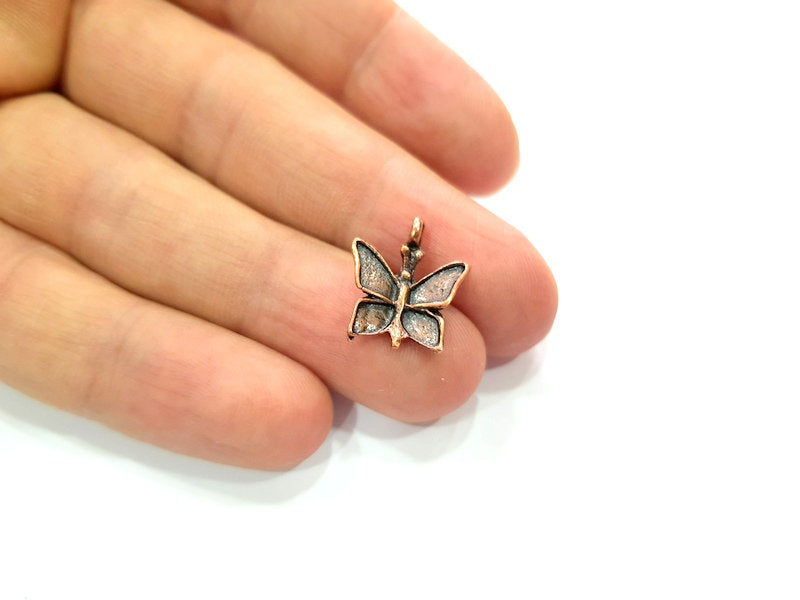 10 Butterfly Charm Antique Copper Charm Antique Copper Plated Metal (17x14mm) G12221