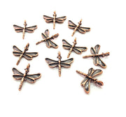 10 Dragonfly Charm Antique Copper Charm Antique Copper Plated Metal (19x18mm) G12222