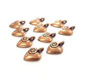 10 Heart Charm Antique Copper Charm Antique Copper Plated Metal (14x10mm) G12224