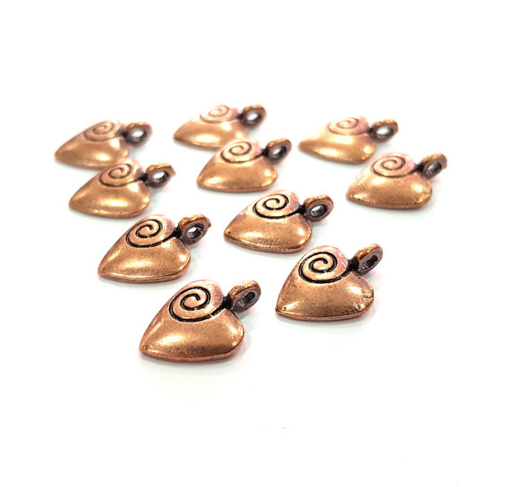 10 Heart Charm Antique Copper Charm Antique Copper Plated Metal (14x10mm) G12224