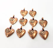 10 Heart Charm Antique Copper Charm Antique Copper Plated Metal (14x10mm) G12224