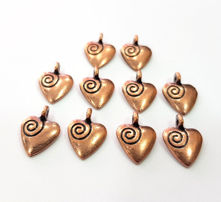 10 Heart Charm Antique Copper Charm Antique Copper Plated Metal (14x10mm) G12224