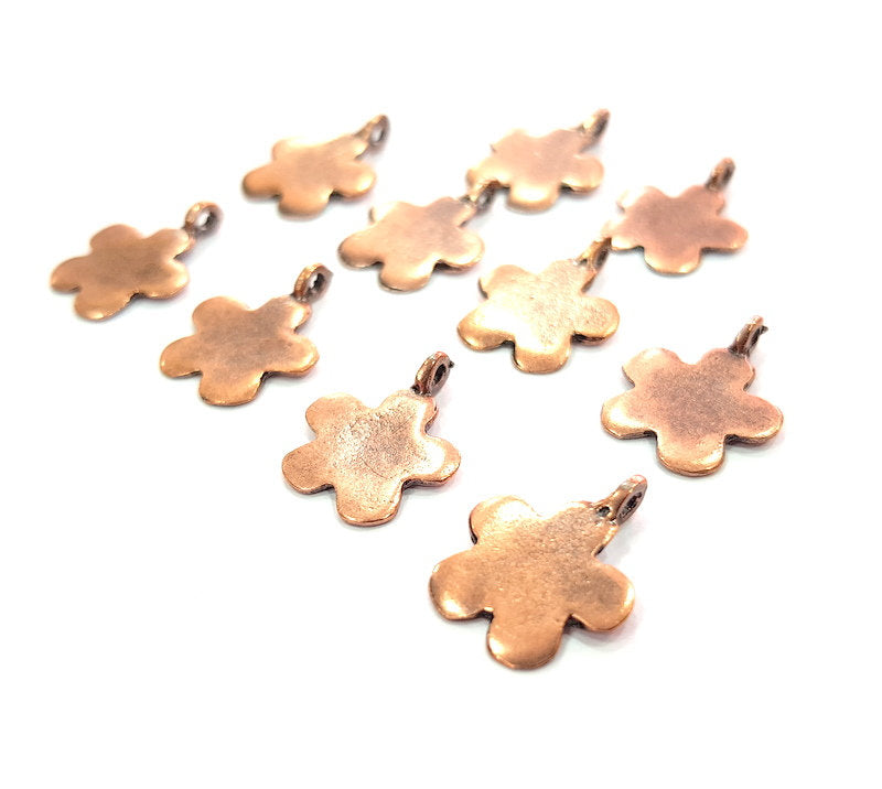 10 Flower Charm Antique Copper Charm (13mm) G12225