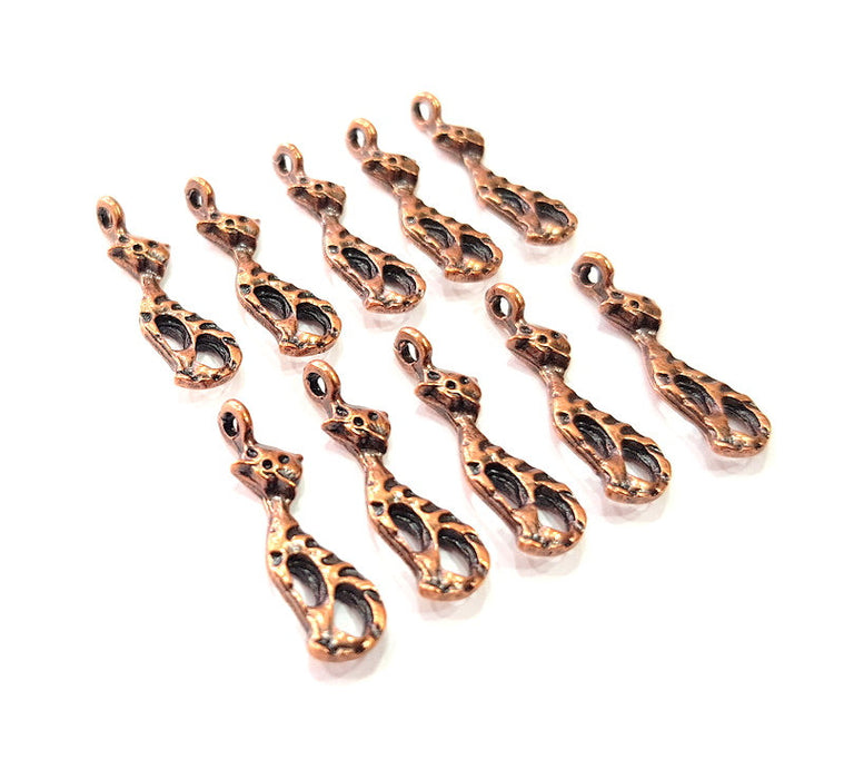 10 Cat Charm Antique Copper Charm Antique Copper Plated Metal (23x6mm) G12232