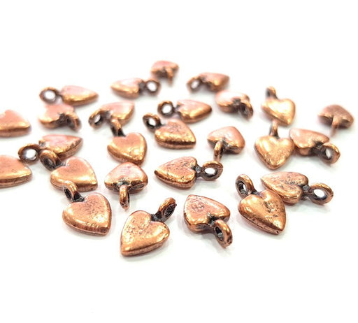 20 Heart Charm Antique Copper Charm Antique Copper Plated Metal (11x6mm) G12230