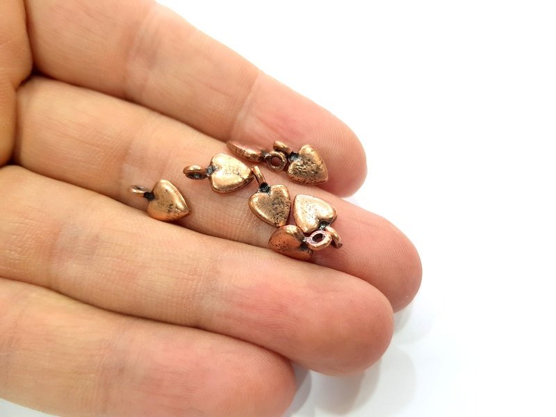 20 Heart Charm Antique Copper Charm Antique Copper Plated Metal (11x6mm) G12230