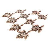 10 Leaf Charm Antique Copper Charm Antique Copper Plated Metal (25x17mm) G12231