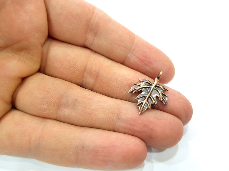 10 Leaf Charm Antique Copper Charm Antique Copper Plated Metal (25x17mm) G12231