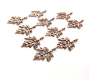 10 Leaf Charm Antique Copper Charm Antique Copper Plated Metal (25x17mm) G12231