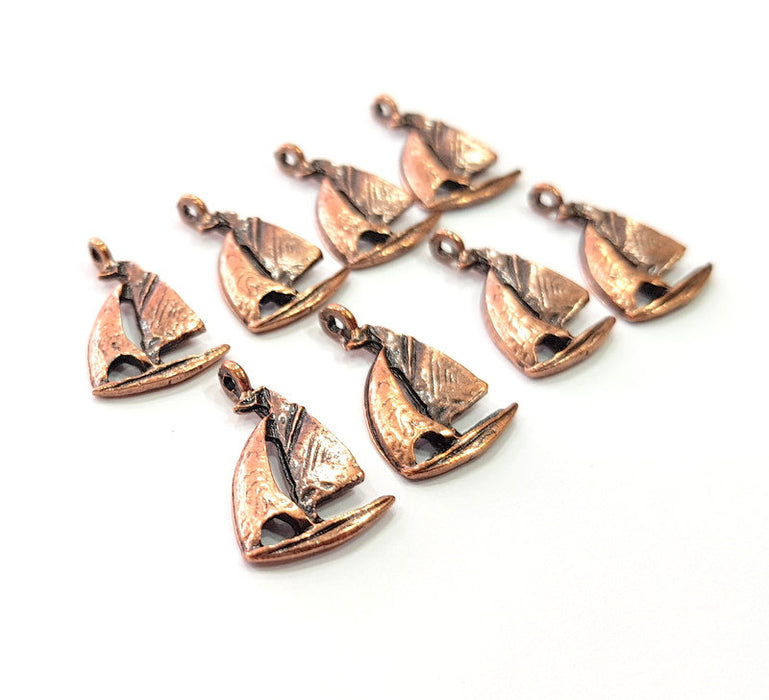 10 Sailboat Charm Antique Copper Charm Antique Copper Plated Metal (21x14mm) G12233