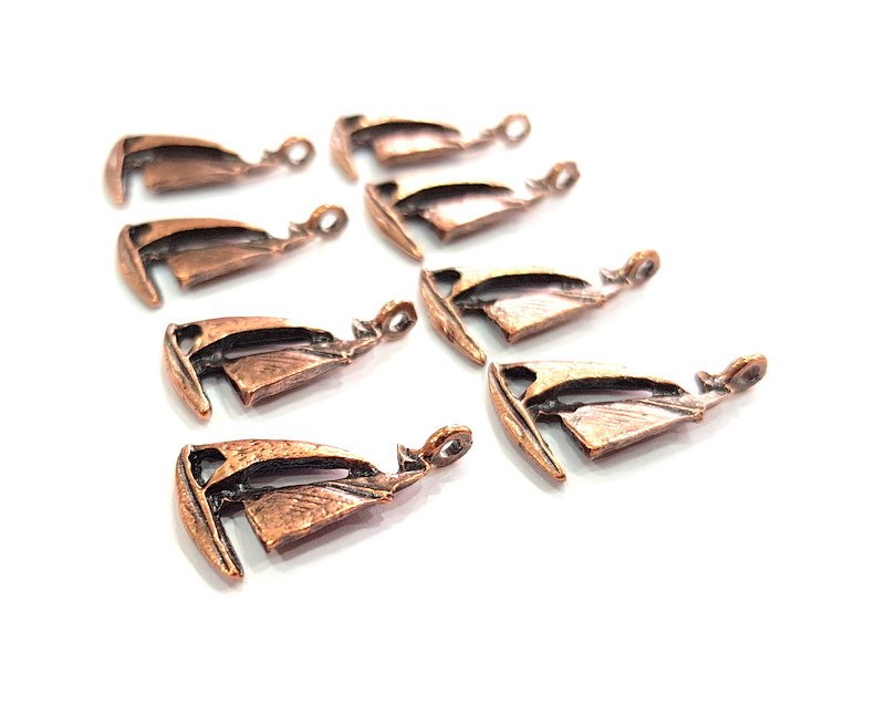 10 Sailboat Charm Antique Copper Charm Antique Copper Plated Metal (21x14mm) G12233