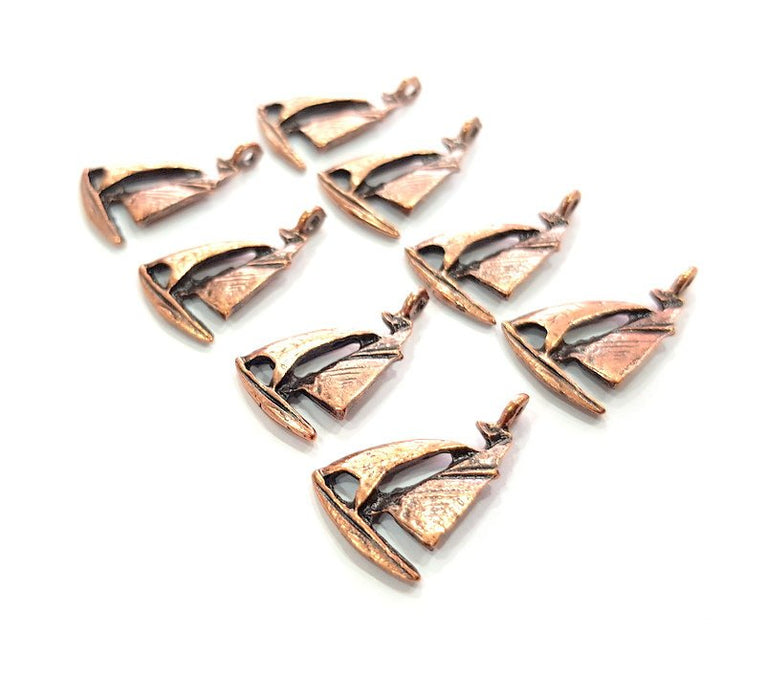 10 Sailboat Charm Antique Copper Charm Antique Copper Plated Metal (21x14mm) G12233