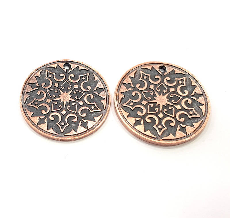 2 Copper Charm Antique Copper Charm Antique Copper Plated Metal (30mm) G11273