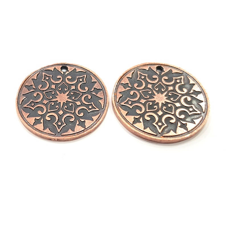2 Copper Charm Antique Copper Charm Antique Copper Plated Metal (30mm) G11273