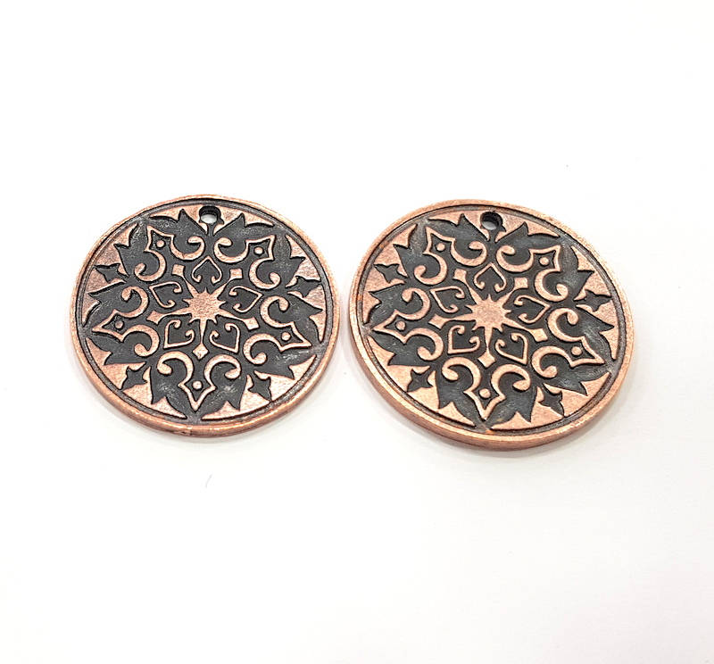 2 Copper Charm Antique Copper Charm Antique Copper Plated Metal (30mm) G11273