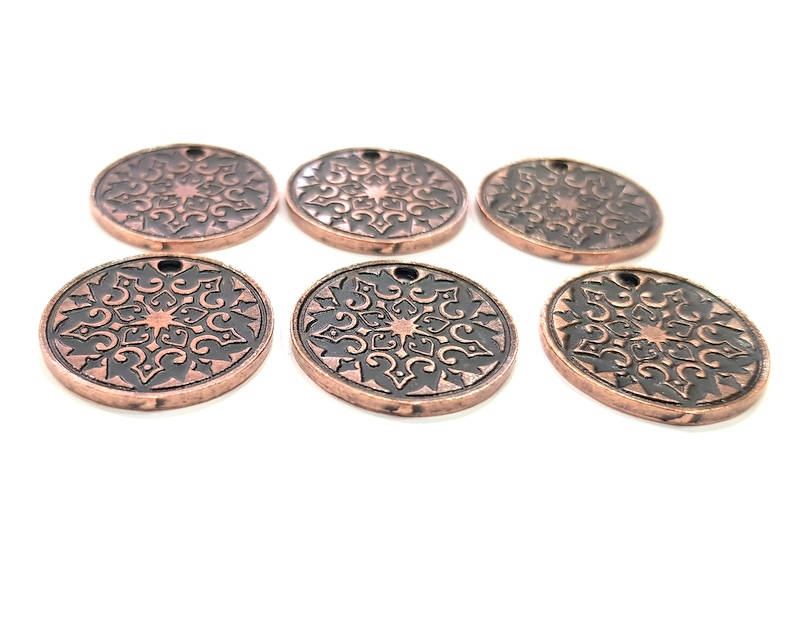 6 Copper Charm Antique Copper Charm Antique Copper Plated Metal (20mm) G11278