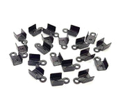20 Black Fold Over Crimp Cord End With Loop Findings Black Plated Brass (8x5mm)  G12263