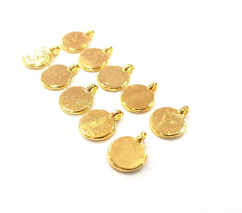 10 Round Charm Gold Plated Charm Gold Plated Metal (8mm)  G12264