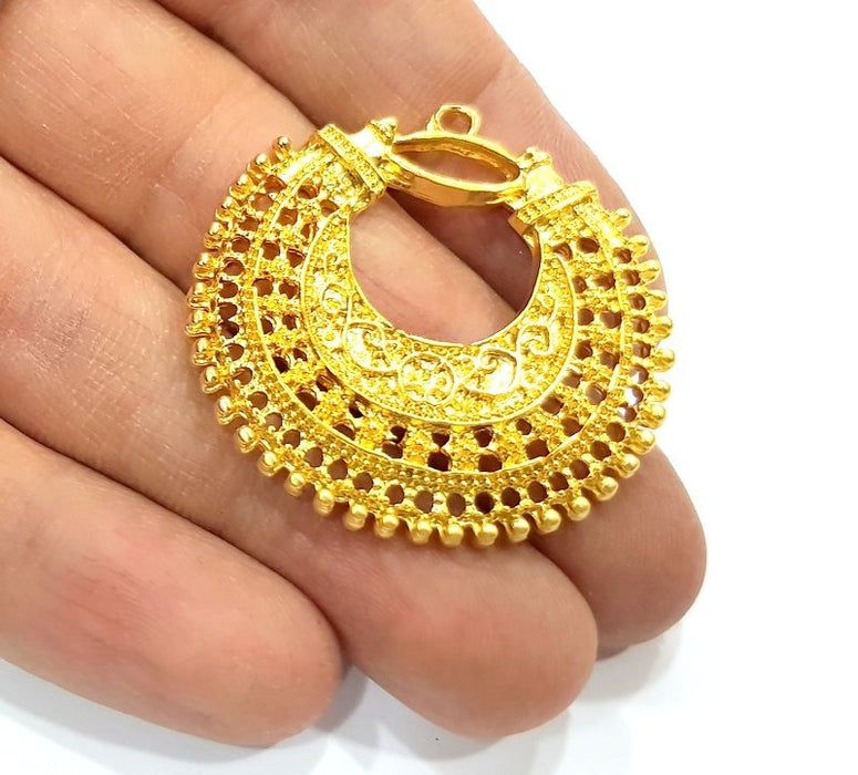 Gold Plated Tribal Pendant   Medallion  Pendant  40 mm G9103