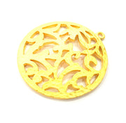 2 Gold Medallion Charms Gold Plated Metal (36mm)  G11324