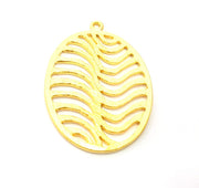Oval Wavy Pendant Gold Pendant Gold Plated Metal (53x37mm)  G11333