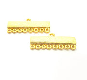 2 Gold End Bar Connector Gold Plated Metal (30x10mm)  G11342