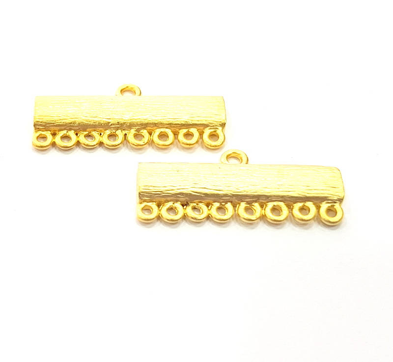 2 Gold End Bar Connector Gold Plated Metal (30x10mm)  G11342
