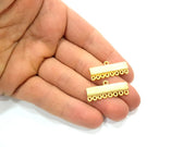 2 Gold End Bar Connector Gold Plated Metal (30x10mm)  G11342
