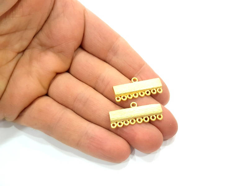 2 Gold End Bar Connector Gold Plated Metal (30x10mm)  G11342