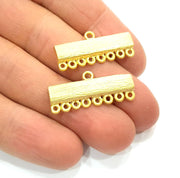 2 Gold End Bar Connector Gold Plated Metal (30x10mm)  G11342
