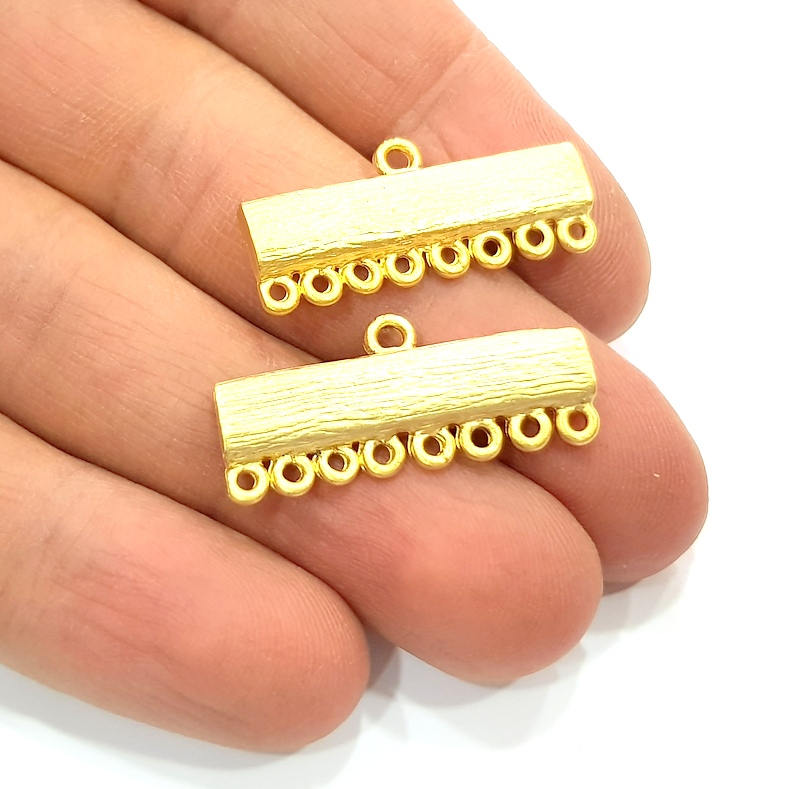 2 Gold End Bar Connector Gold Plated Metal (30x10mm)  G11342