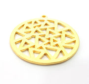 2 Textured Triangle Charms Gold Plated Metal (36mm)  G11343