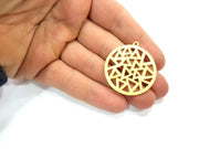 2 Textured Triangle Charms Gold Plated Metal (36mm)  G11343