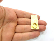 Hammared Blank Charm Gold Pendant Gold Plated Metal (10mm blank)  G11348