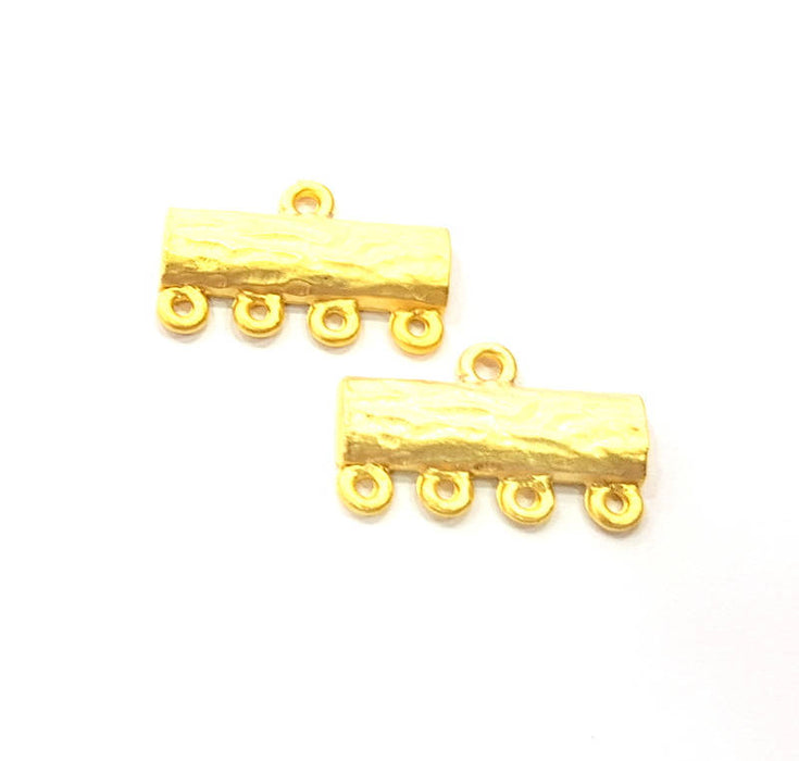 4 Gold End Bar Connector Gold Plated Metal (20x13mm)  G11351