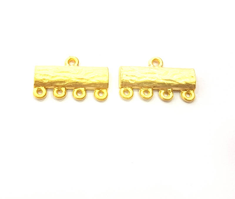 4 Gold End Bar Connector Gold Plated Metal (20x13mm)  G11351