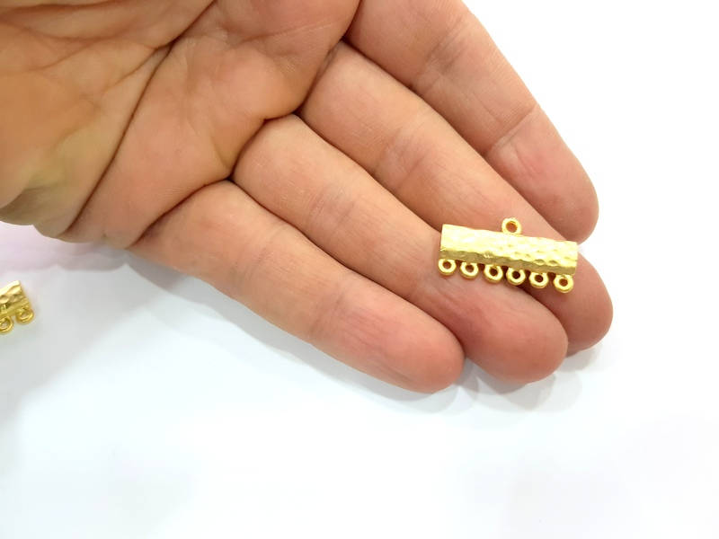 2 Gold End Bar Connector Gold Plated Metal (25x13mm)  G11356