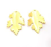 2 Leaf Charms Gold Plated Metal (40x26mm)  G11363