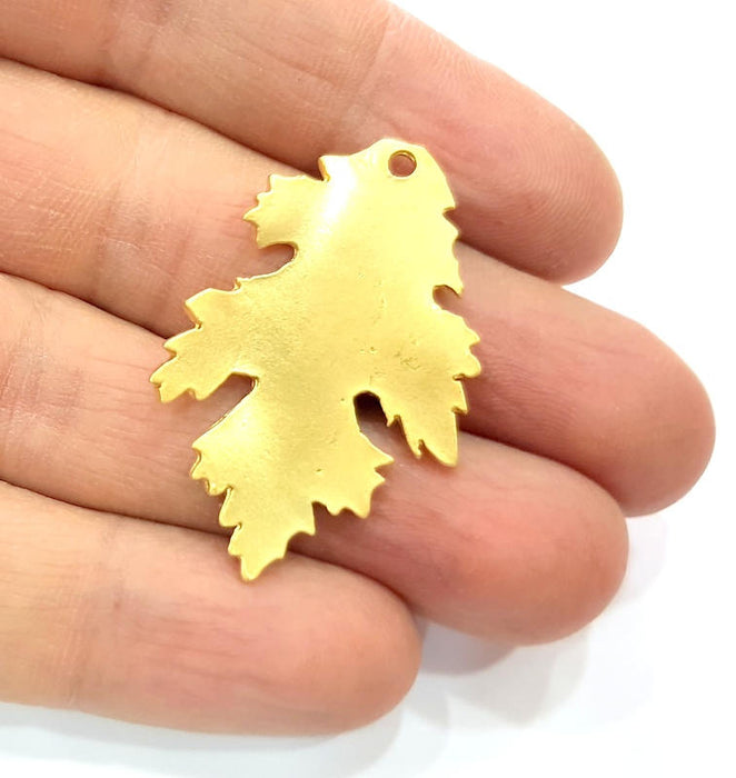 2 Leaf Charms Gold Plated Metal (40x26mm)  G11363