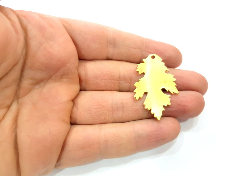 2 Leaf Charms Gold Plated Metal (40x26mm)  G11363