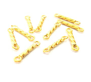 20 Ringed Rod Connector Twisted Connector Gold Plated Metal (20x3mm)  G11366