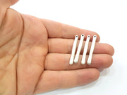 6 Spike Charm Silver Charms Antique Silver Plated Metal (37x4mm) G11370