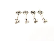 10 Key Charm Silver Charms Antique Silver Plated Metal (40x13mm) G11374