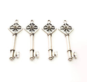 10 Key Charm Silver Charms Antique Silver Plated Metal (40x13mm) G11374